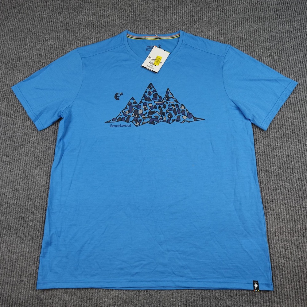 Smartwool Merino Sport 150 Mountain Graphic Tee Blue Mens XL Hiking Outdoor